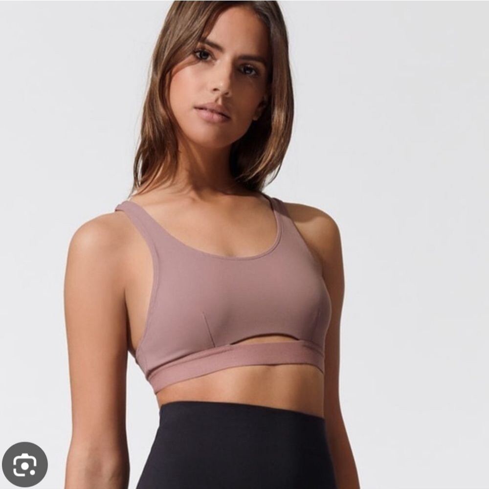 Alo Yoga Moonlit Sports Bra Keyhole Women's Mauve Pink Dusty Rose Quartz S Small